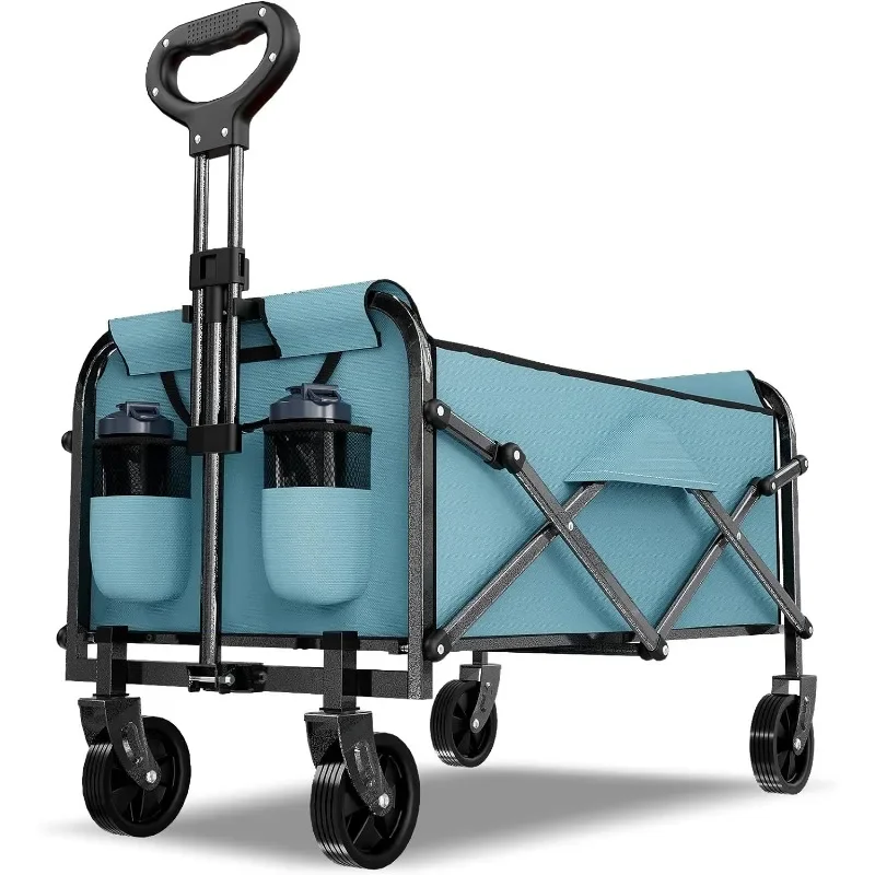 

Foldable Wagon Cart with Wheels Collapsible -Large-Capacity Heavy Duty Folding Utility Cart for Garden Lounge Sports Groceries