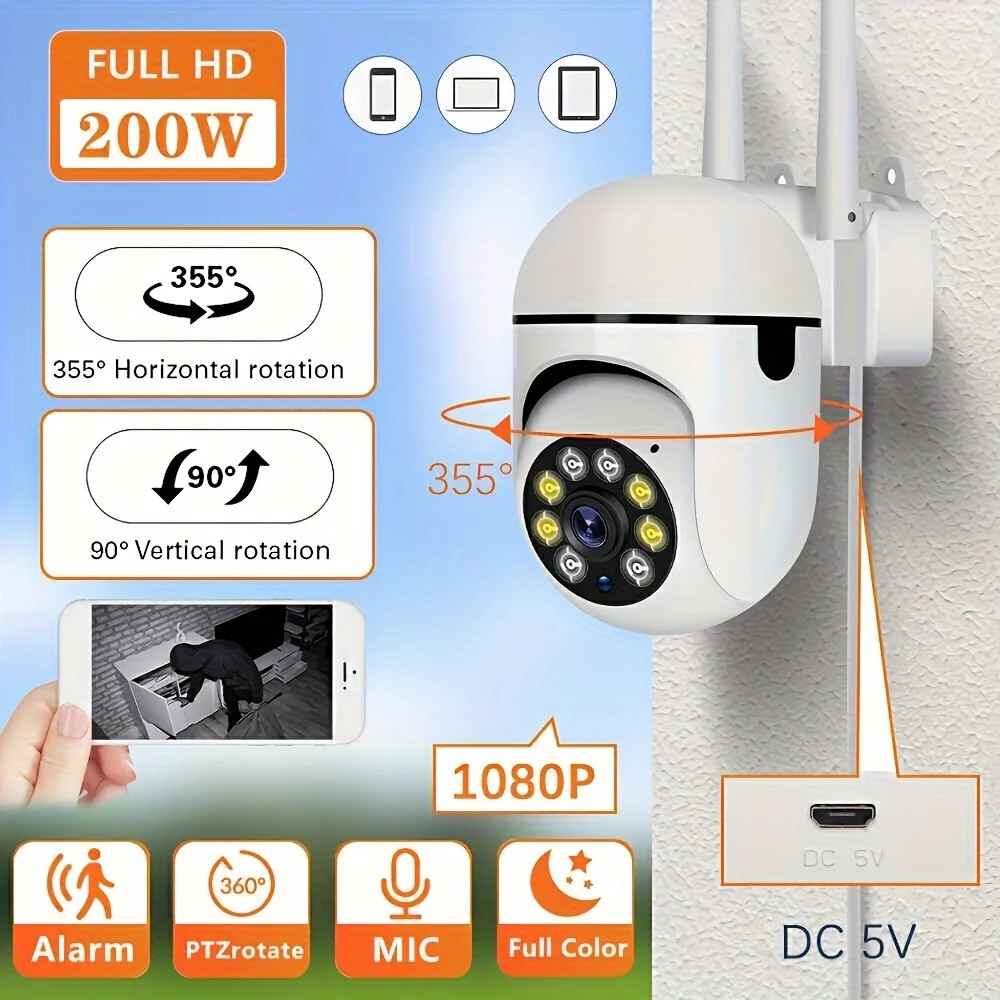 

Outdoor 2MP PTZ WiFi IP Camera Color Night Vision Auto Tracking Security Camera Two Way Audio Surveillance Camera Baby Monitor