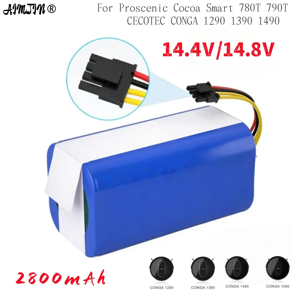 

Литий-ионный аккумулятор 2800 мАч, 14,4 В для Cecotec Conga 1290 1390 1490 1590, аккумулятор для робота-пылесоса Gutrend Echo 520