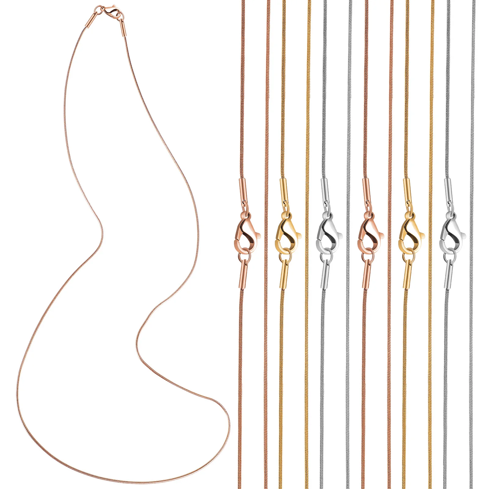 

12 Pcs Stainless Steel Chain Necklace 304 Grade DIY Jewelry Making Silver Gold Rose Gold Chains for Bracelet Pendant