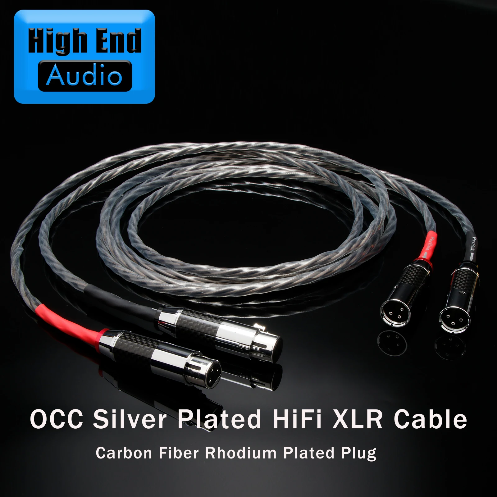 Preffair HIFI PVC Surface OCC Silver Plated with self-locking Carbon Fiber Rhodium Plated RCA/XLR Plug Audio Cable