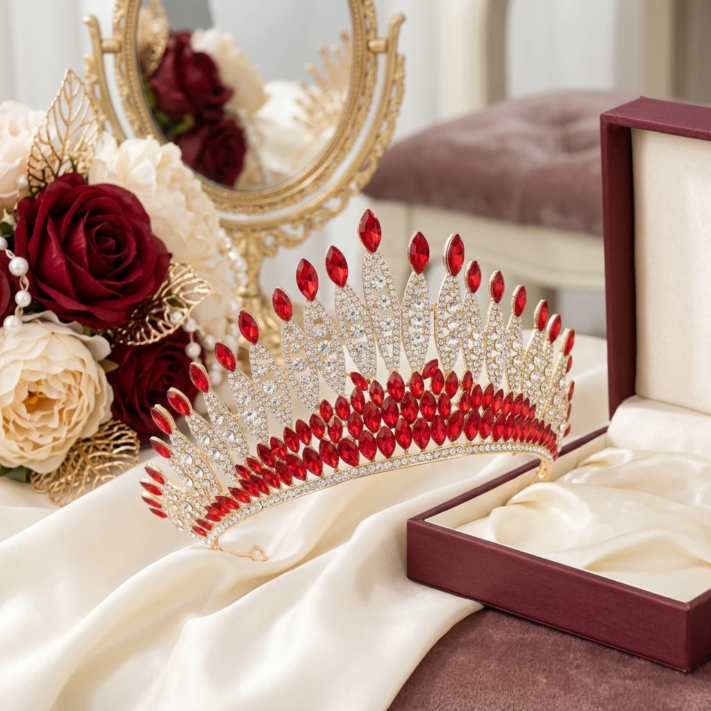 

Crystal Crown Headband for Wedding Bridal Party Large Sparkling Tiara with Soft Padding for Pageant Stage Photography