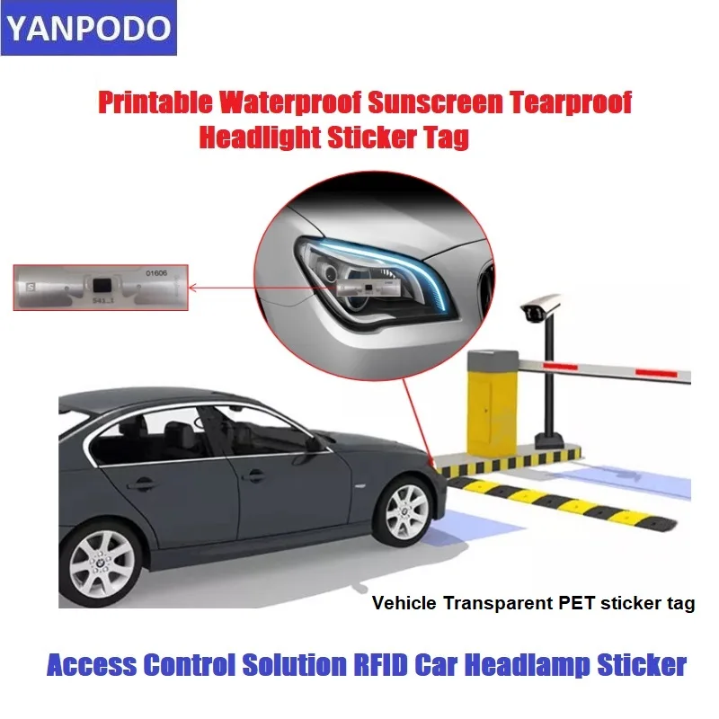 Yanpodo Ultraviolet-proof Waterproof Sunscreen Tearproof Tamper Proof Car Lamp UHF RFID Sticker Tag for Parking Management