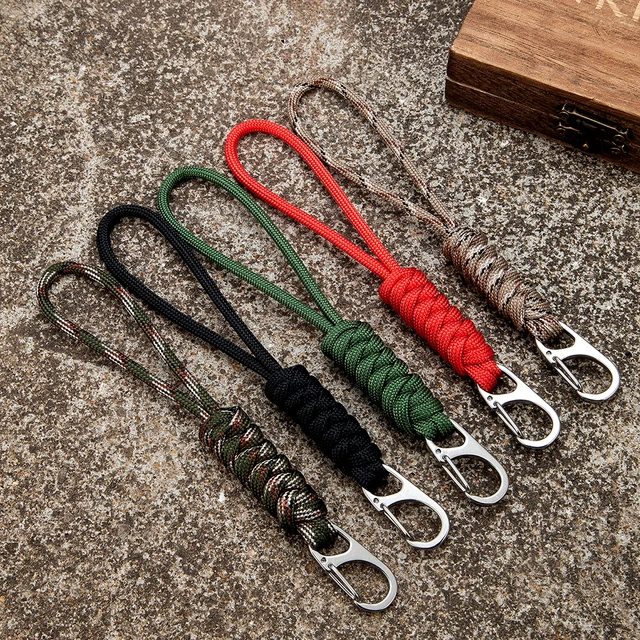 MKENDN Handmade Snake Knot Paracord Keychain Outdoor Rock Climbing Camping Rescue Emergency Survival Rope Metal Key Chains Gifts AliExpress