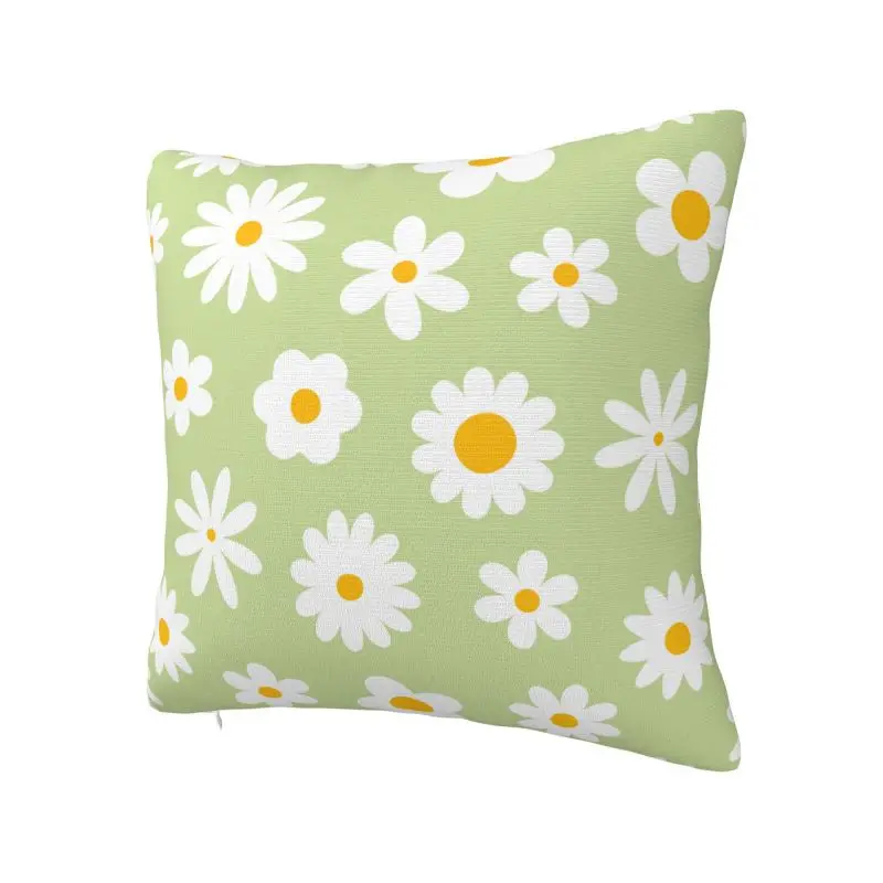 Vintage Daisy Flowers Cushion Cover 55*55 cm Polyester Trendy Floral Throw Pillow Case for Living Room Sofa Chair Pillowslip