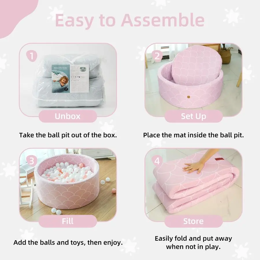 유아 및 어린이용 볼풀 35.4x11.8, 원형 볼풀 실내외 아기 놀이펜, 유아를 위한 이상적인 선물, 공은 포함되지 않음