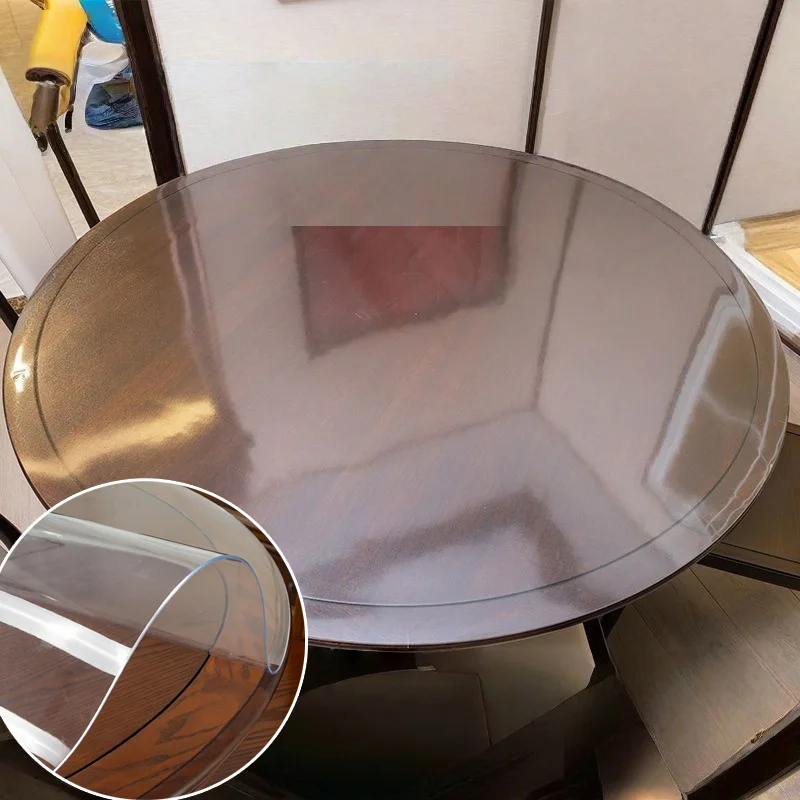 1pcs 140cm Round PVC Table Mat Furniture Protector, Waterproof Heat Resistant Dining Table Cover Pad,Anti-Scratch Desk Mat