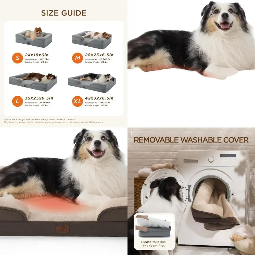 

Extra Large Orthopedic Dog Bed - XL Washable, Waterproof, Non-Slip, Comfortable Pet Sofa, Brown