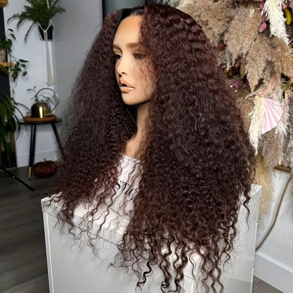 

250 High Density Brown Kinky Curly Human Hair Wigs 13X6 HD Lace Frontal Wig Human Hair Pre Plucked For Black Women