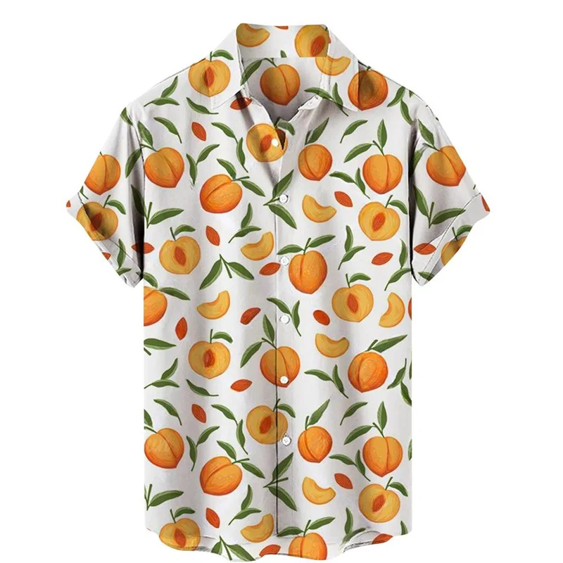 Men's Fruit Pear Lemon 3d Printing Shirt Hot Sale Spring Summer Casual Hawaiian Blouse Lapel Short Sleeves Oversized Tops Shirts