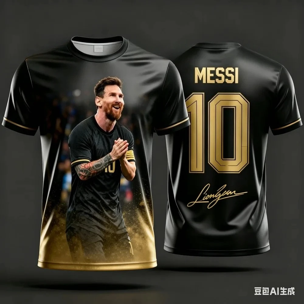 Messi 10 Number Summer 3D Football Jersey T-Shirt Quick-Drying and Breathable - Suitable for Outdoor Wearing Men's T-Shirt