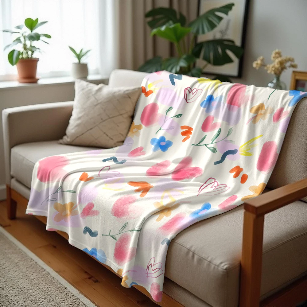 Watercolor Hearts Ultra Soft Sherpa Fleece Blanket Fluffy Warm Halloween Cozy Throw for Sofa Couch Bedroom Gift All season
