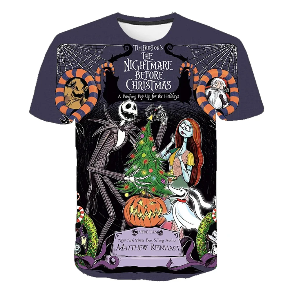 Halloween Disney T-Shirts The Nightmare Before Christmas Jack Skellington 3D Print Men Women Fashion T Shirt Kids Boys Tees Tops