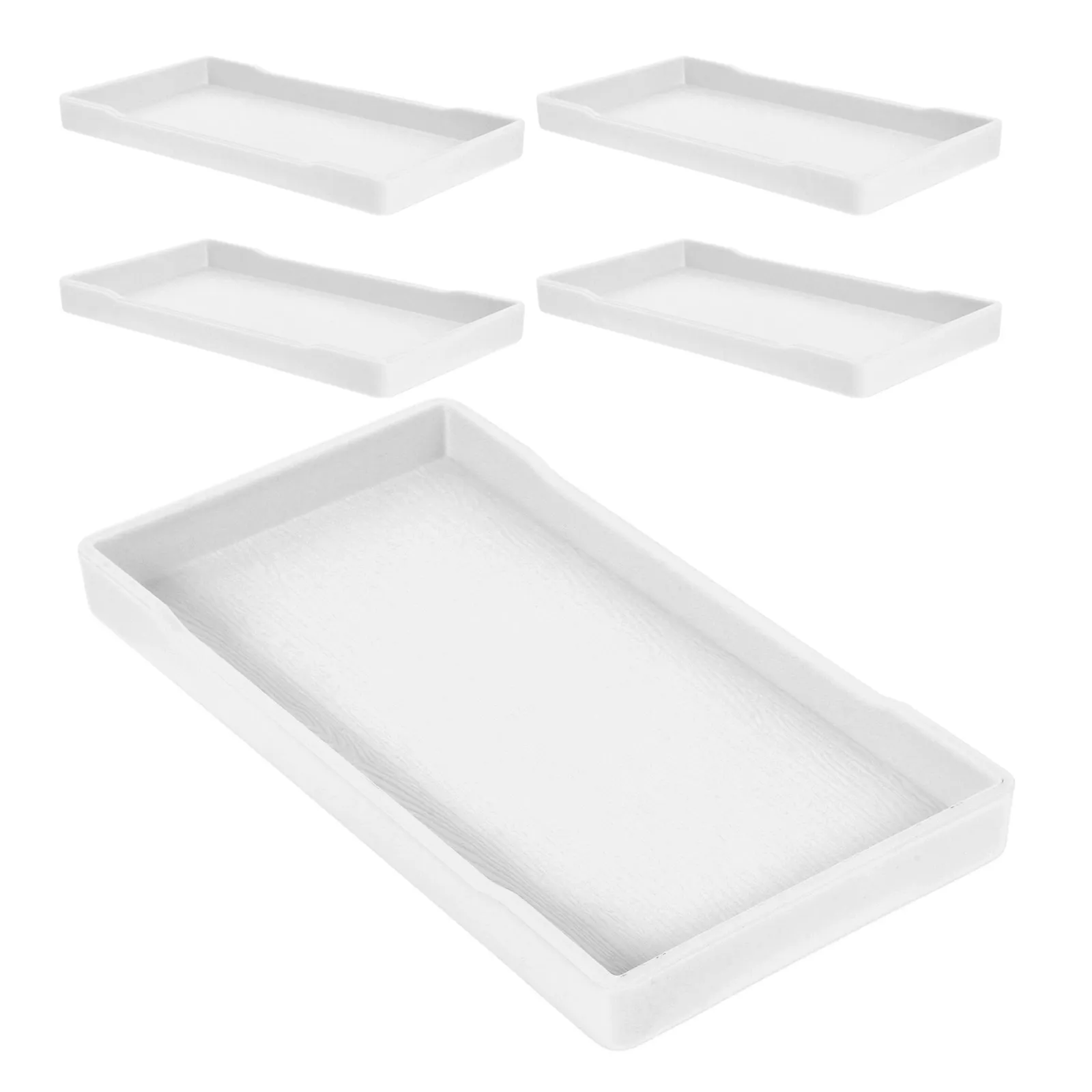 5Pcs Bathroom Vanity Trays Shatterproof Thickened Rectangular Organizer Small 8x4 Wood Pattern Countertop Tray for Bathroom Sink
