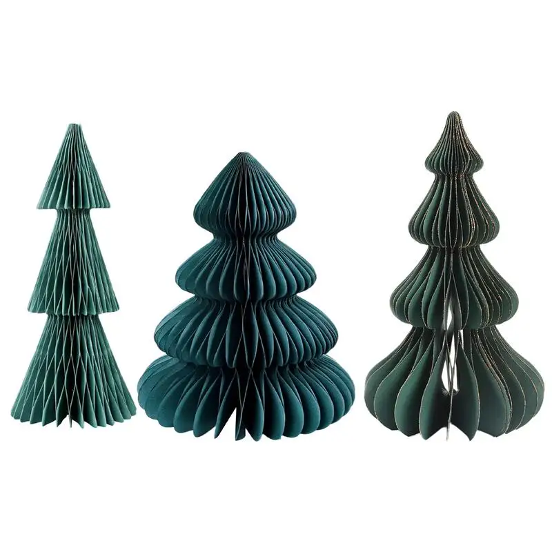 Creative Mini Christmas Tree Decoration Honey comb paper Folding Home Space Layout Christmas Centerpieces Desktop Decoration