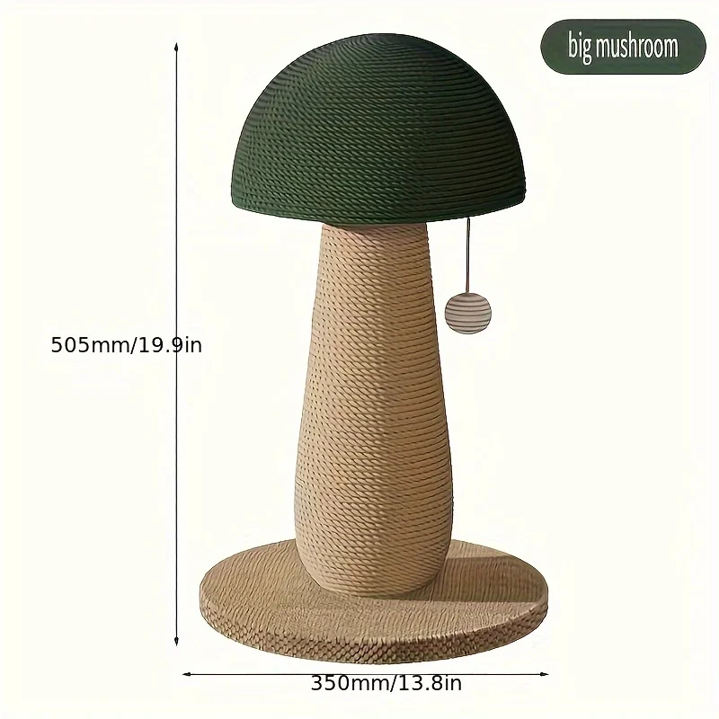 Katzenkratzbaum in Pilzform mit hängendem Ball, Katzenkratzspielzeug aus Sisalseil für Hauskatzen, lustiges Spielzentrum zum Sparen – Detail 3