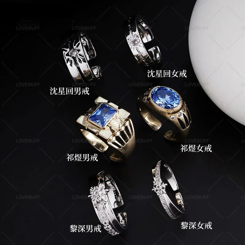 

Love and Deepspace Xavier Rafayel Zayne Rhinestones Open Ring Adjustable Rings for Cosplay Props Boy Girl Birthday Jewelry Gifts