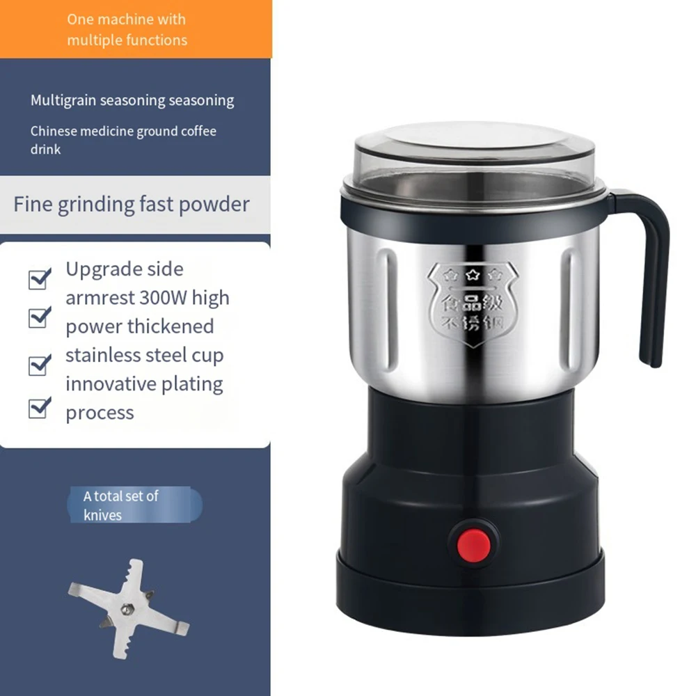 Electric Coffee Grinder Portable Multifunctional Pepper Nuts Spices Grain Beans Maker Mill Machine for Kitchen Home 220V to 240V