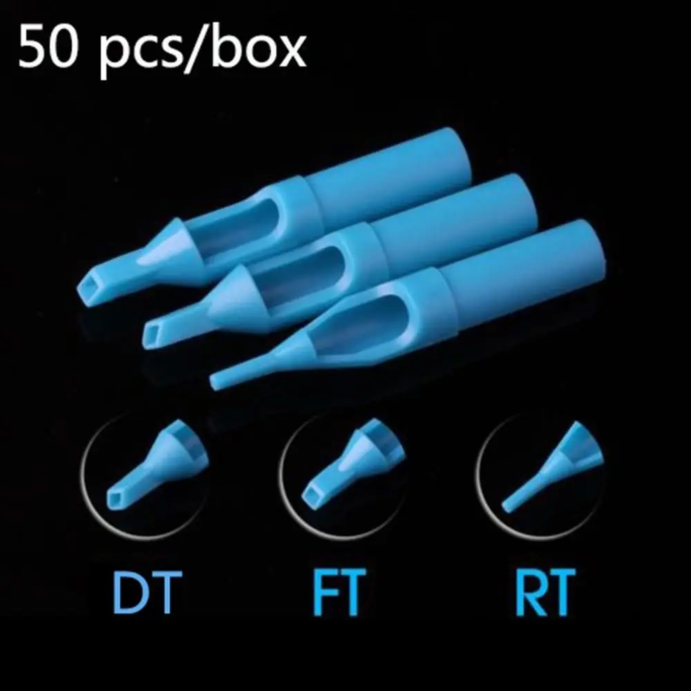 

50 pcs/Box 5/7/9 RT FT DT Tattoo Needle Nozzle Individually Packaged Sterile Disposable Tattoo Needle Blue Tattoo Gun Nozzle