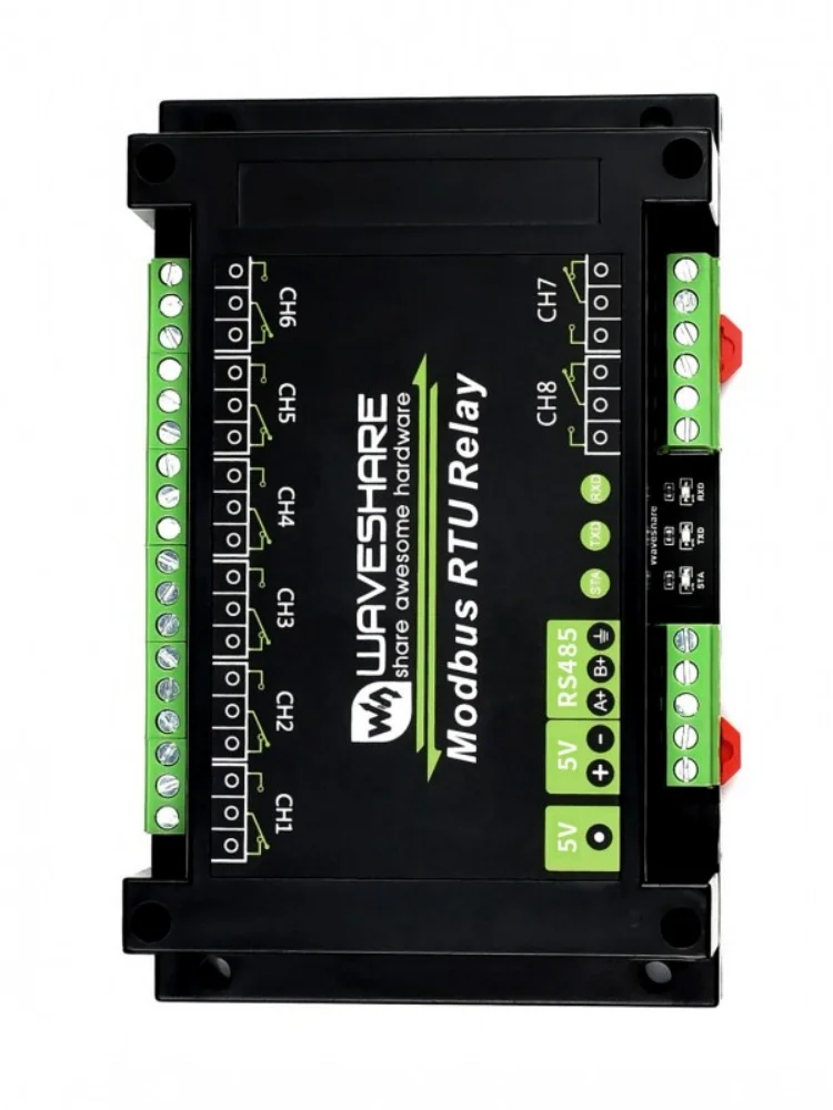 Industriële Modbus RTU 8-kanaals relaismodule met RS485-interface, multi-isolatiebeveiligingscircuits, 5V-voeding