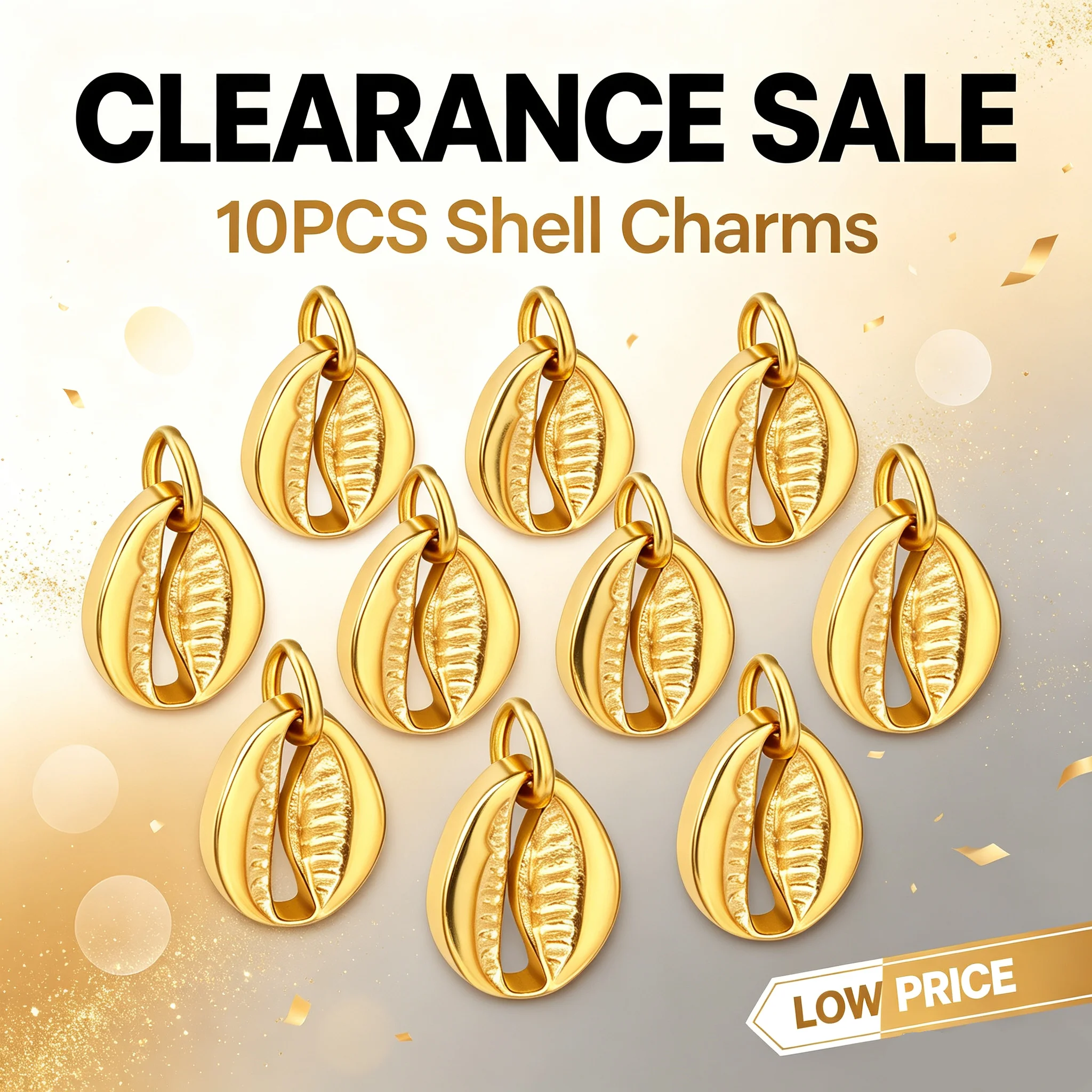 Factory Clearance 10pcs Gold Cowrie Shell Charms Spring Ring Pendants DIY Bracelet Necklace Jewelry Making Findings