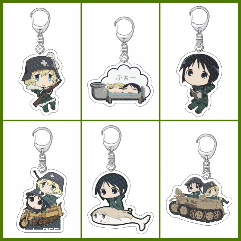 LLavero acrílico de última gira para chicas de Anime Shoujo Shuumatsu Ryokou Chito Yuuri Kanazawa Ishii llavero colgante de personaje de dibujos animados