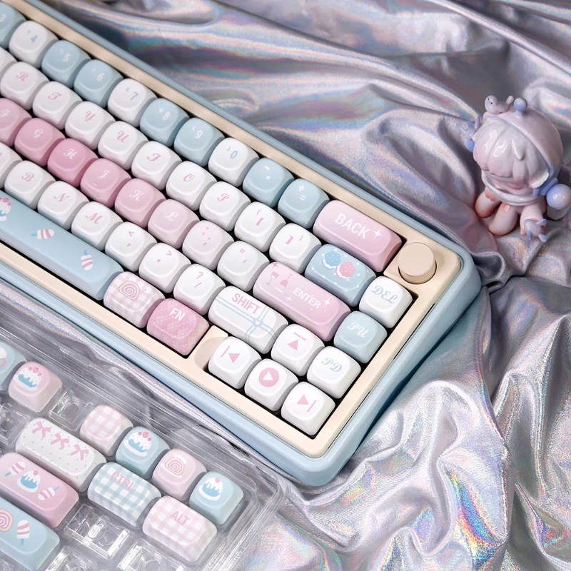 Pink Candy Theme Girls Keycaps Set PBT Sublimation MOA Profile Keycaps for Mechanical Keyboard Accessories Custom Keyboard Caps