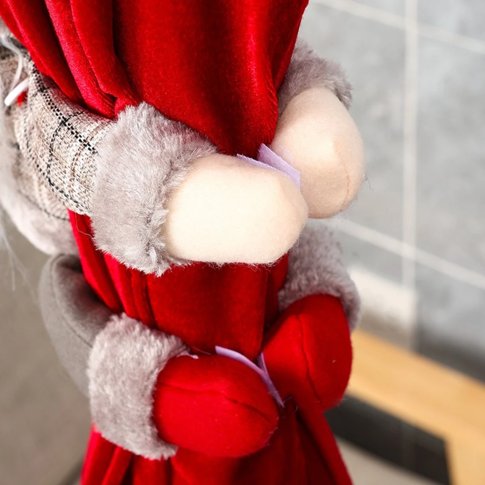 38x24cm Creative Curtain Buckles Decoration Christmas Checkered Forest Old Man Curtain Buckle Knitted Wool Old Man Doll Pendant