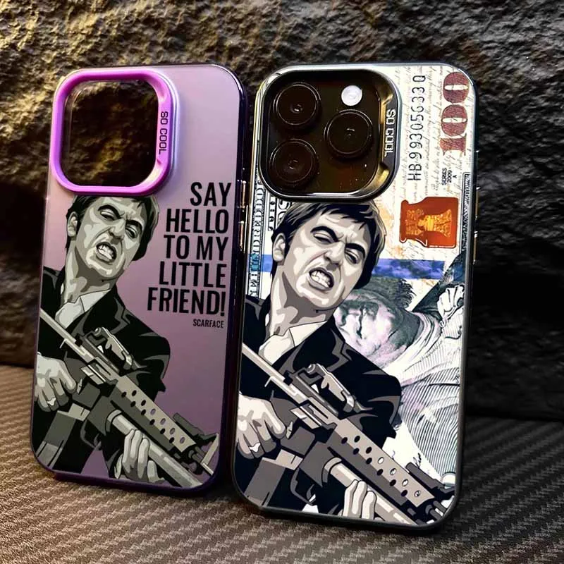 Capa de telefone para iphone 17 16e 16 15 14 13 11 mini pro max x xr 8 7 air plus capa anti fosca t-tony m-montana s-scarface moda