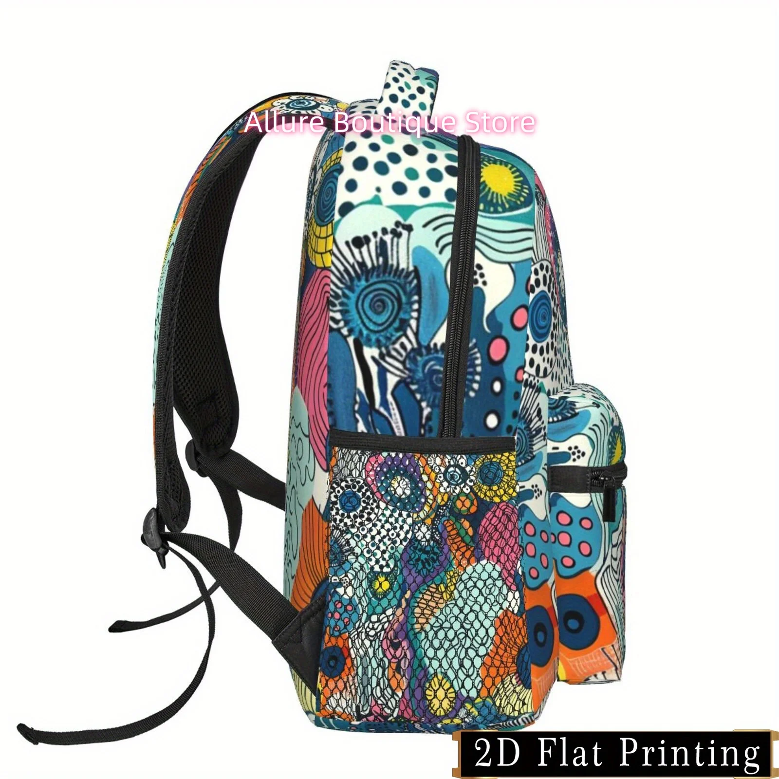 Abstract pattern print design, shoulder and waist protection backpack, fashionable iPad laptop bag with large capacity, multi-co