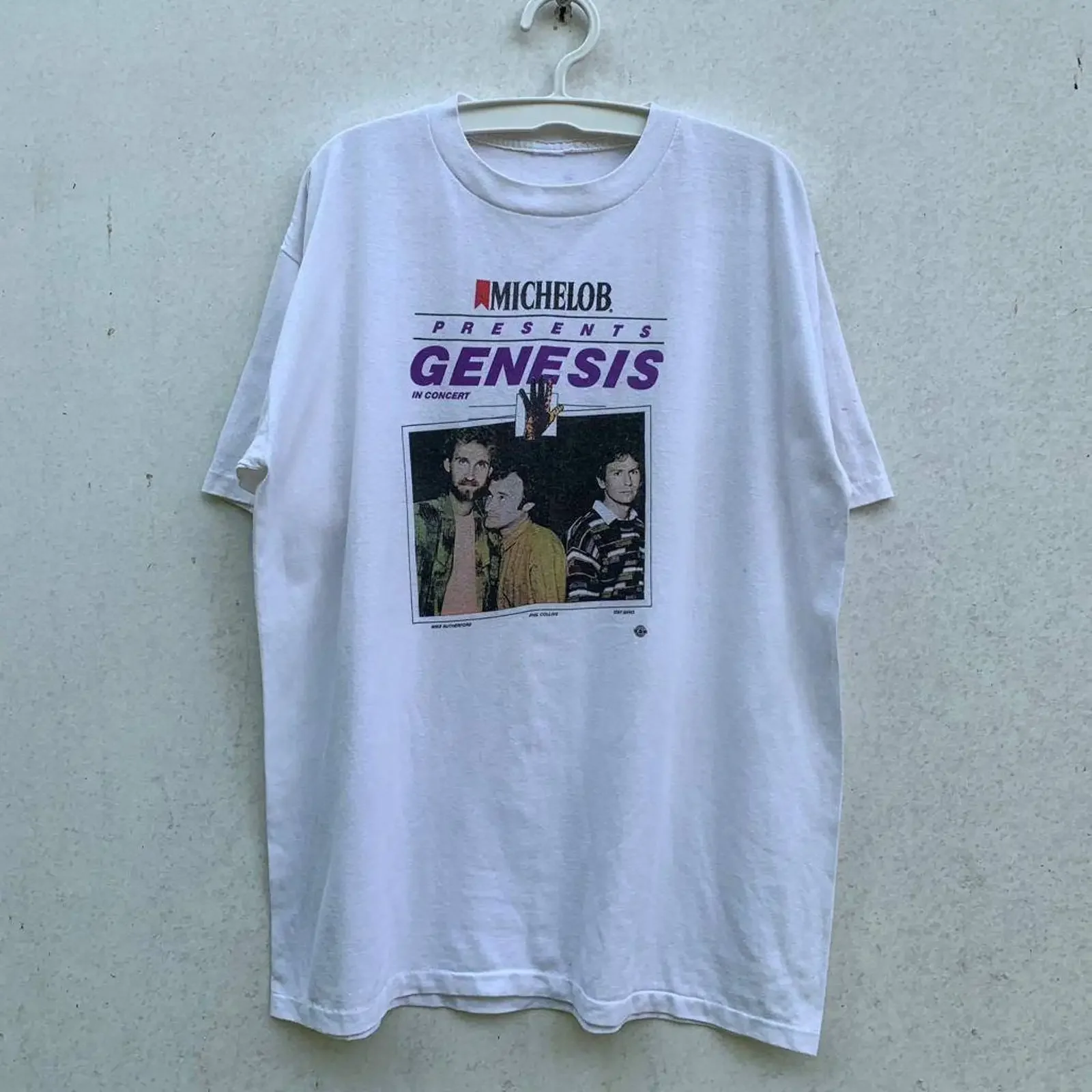 Vintage 80s Genesis Rock Band Michelob Concert T Shirt Retro Music Casual  for Fans vintage Washed designer clothes Comfortable