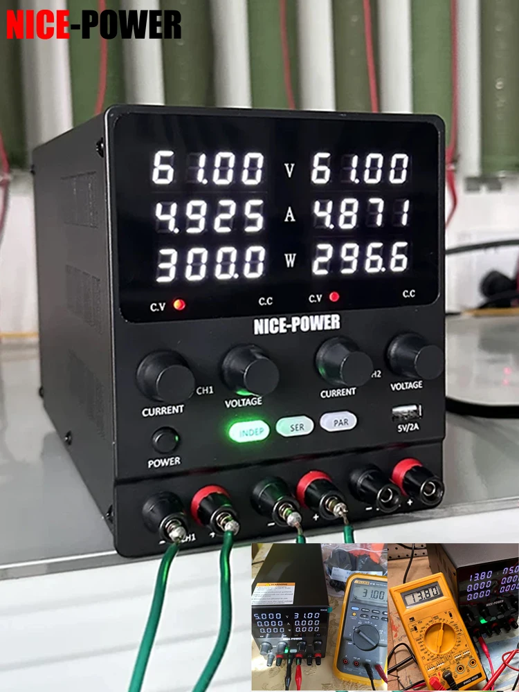 NICE-POWER 30V 10A Einstellbares DC-Netzteil, Ein-/Zweikanal-Stromversorgung, 60V 5A, 120V 3A Labor-Stromquelle, SMPS, SPS3010-2KD, SPS-C3010