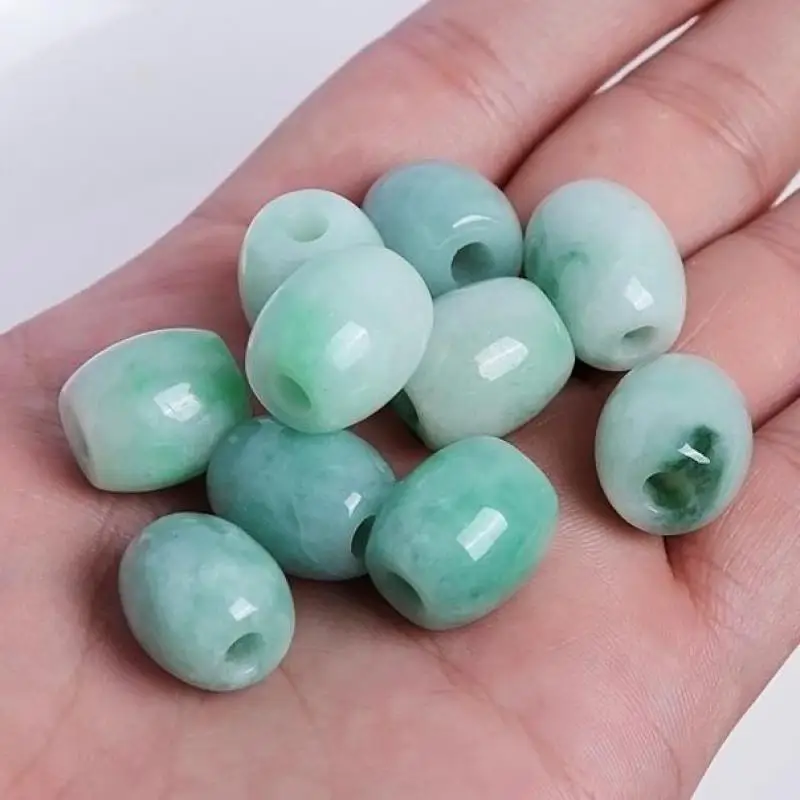 Natural Myanmar Jadeite Ice Floating Green Burma Jade Rice Beads For Jewelry Making Diy Bracelet Beaded Necklace Accessories