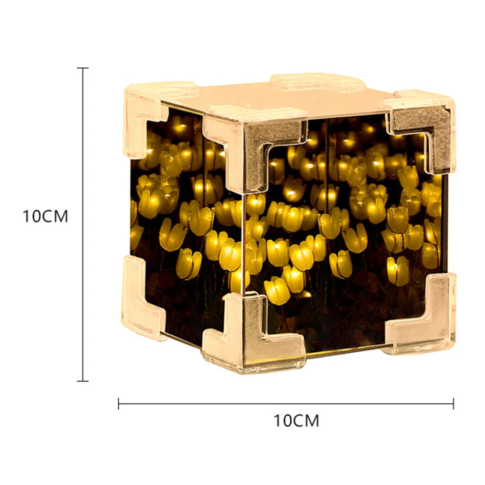 1pcs Creative Diy Tulip Flower Sea Cube Three-Dimensional Small Night Lamp Material Package For Girlfriend Couple Girlfriends