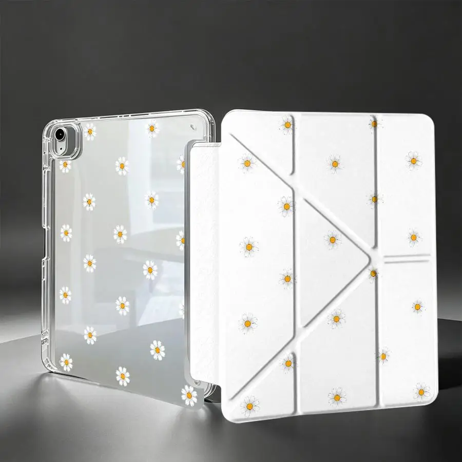 Tablet Case For Samsung Galaxy Tab S10 Lite S8 A8 A9 Plus S7 FE S9 Plus A11 With Pen Slot Cover Minimalist Daisy