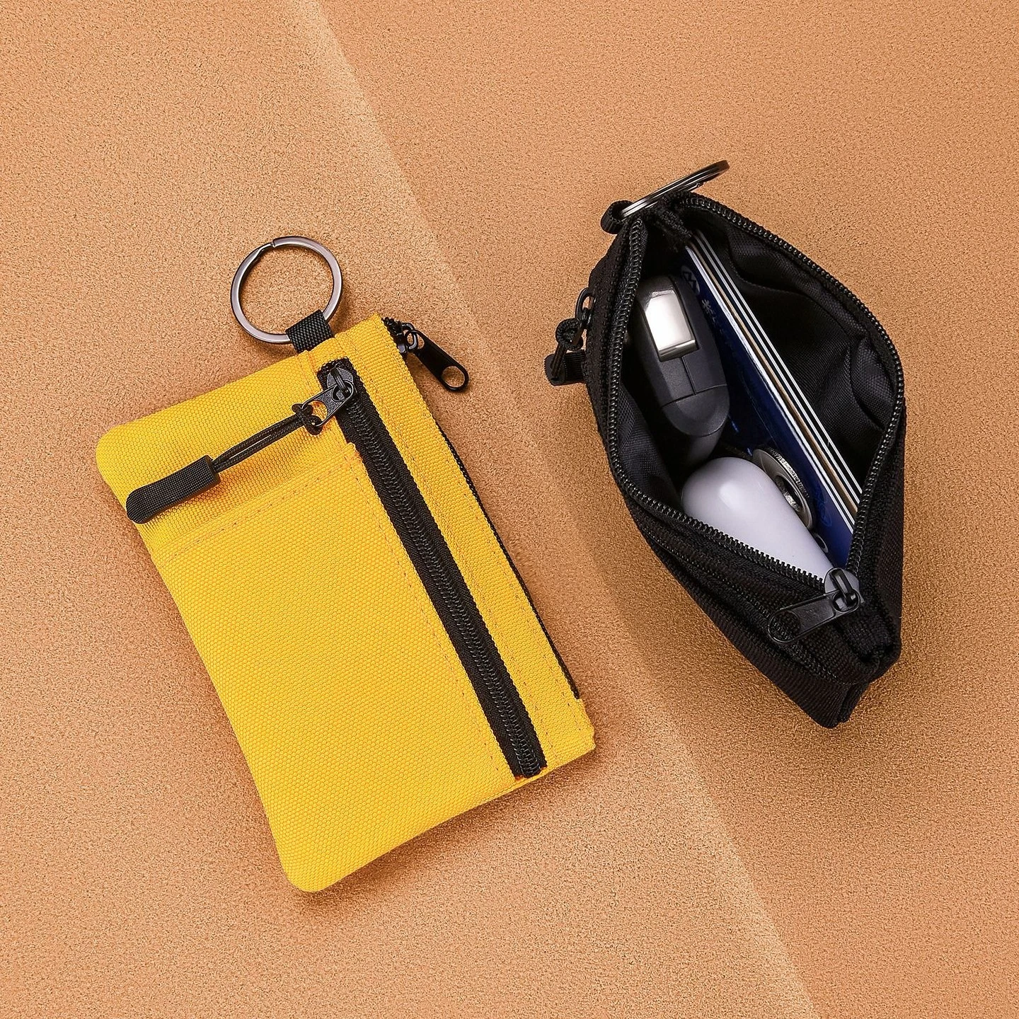 Canvas Mini Coin Purse Change Bag Multifunctional Portable Zipper Small Wallet Card Bag Outdoor Sports Key Headphone Storage Bag