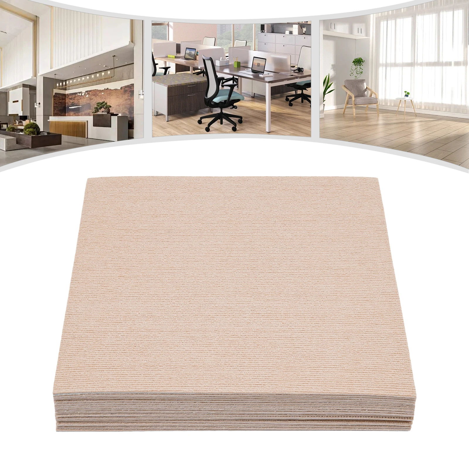 

20Pcs Square Self Adhesive Carpet Beige-camel Modern Peel And Stick Floor Carpet TPR Fabric Indoor Floor Mat