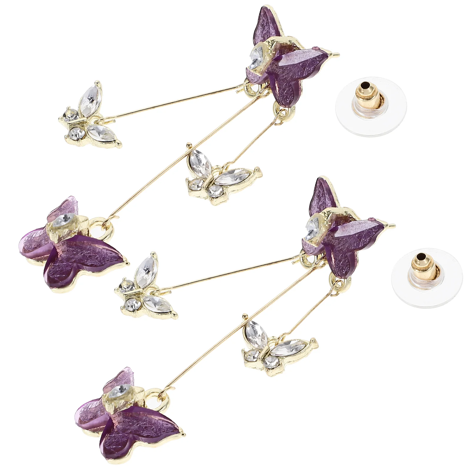 Light Luxury Amethyst Butterfly Earrings Woman Trendy Resin Statement for Women