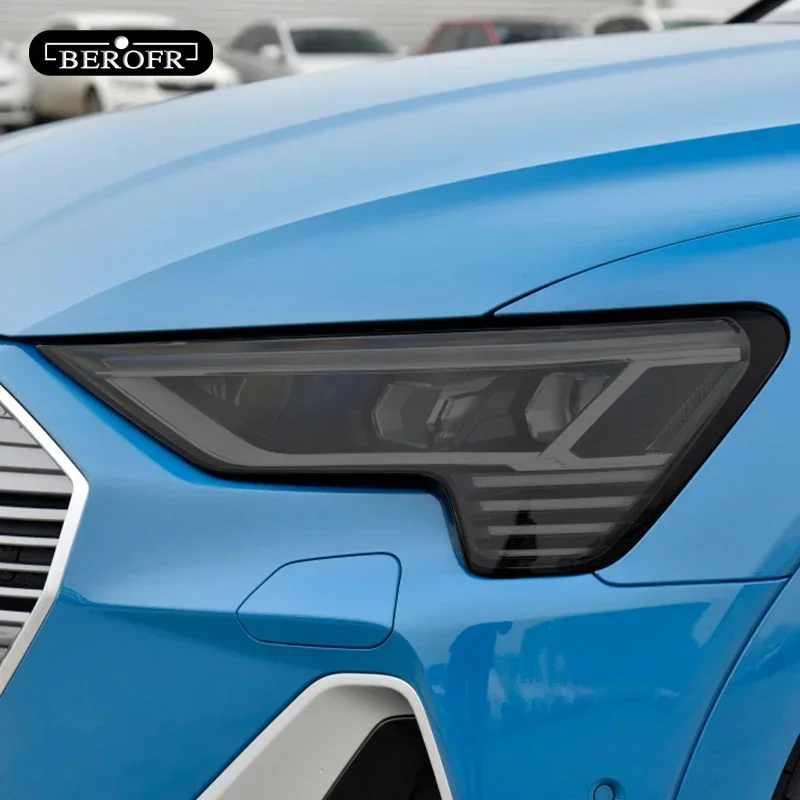 

Car Headlight Tint Smoke Black Protective Film Protection Transparent TPU Sticker Accessories 2 Pcs For Audi etron Quattro 2020