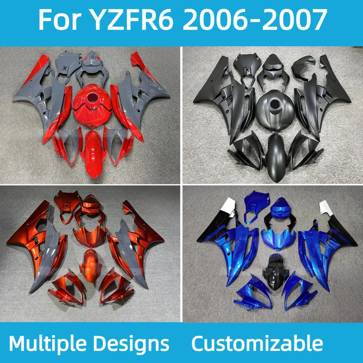 Aftermarket Fairing Kit for YAMAHA YZFR6 2006 2007 Prime Body Plastics Set Bodywork Covers Motorcycle Fairings YZF R6 06 07