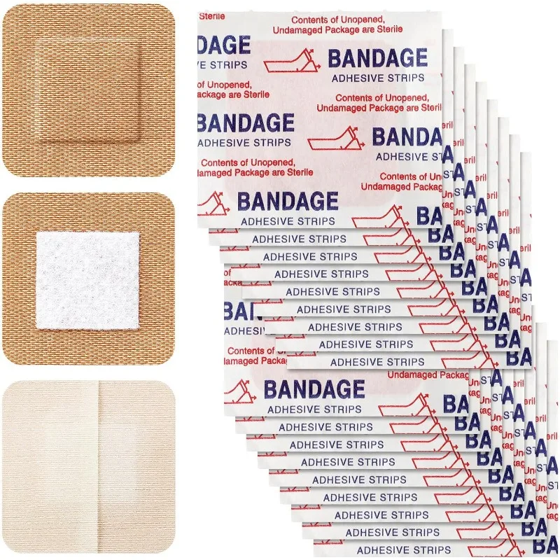 50pcs/set Square Band Aid Skin Color Wound Dressing Patch Sticking Plaster Breathable First Aid Strips Adhesive Bandages