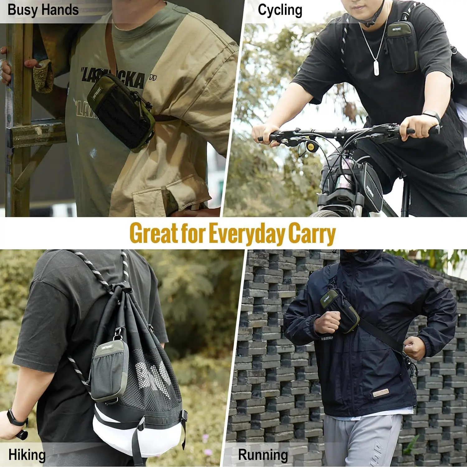 Bolsa de cintura compacta para gadget utilitário EDC ao ar livre, suporte de cinto de telefone resistente à água com recurso dobrável para viagens e esportes