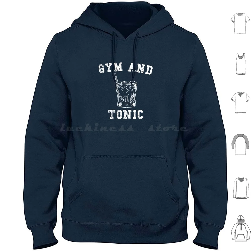 Hoodies de Design Desgastado Fun Gym And Tonic de Manga Longa para Academia e Ginástica, Gin e Suco, Gin Juice, Gin Juice Gym Workout Cocktail
