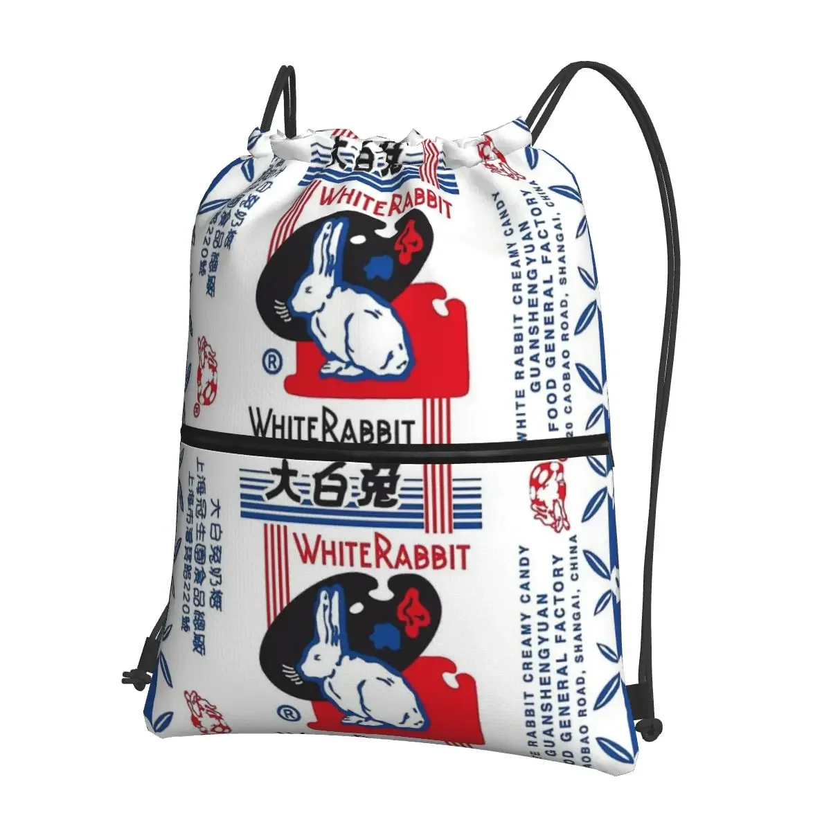 White Rabbit Candy Mochilas portáteis, Drawstring Bag, Bundle Pocket Book Bags para estudantes escolares, moda