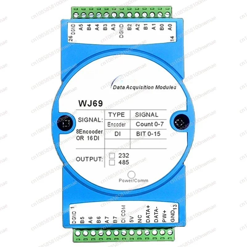 8-channel encoder pulse counter, 16-channel DI high-speed counter, Modbus RTU module WJ69