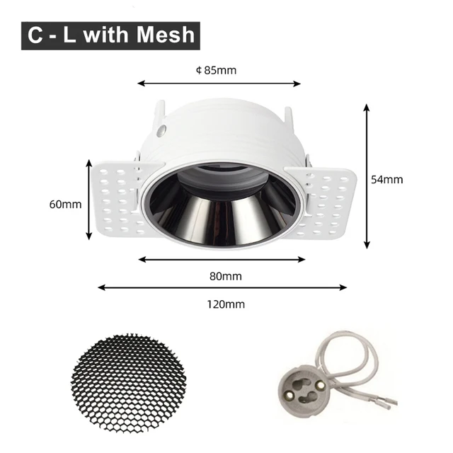 Inbouwdownlight Frame Anti Glare Led Spot Light Socket Verstelbare Gu10/mr16/11 Lamphouder Fitting Plafond Down Light armatuur