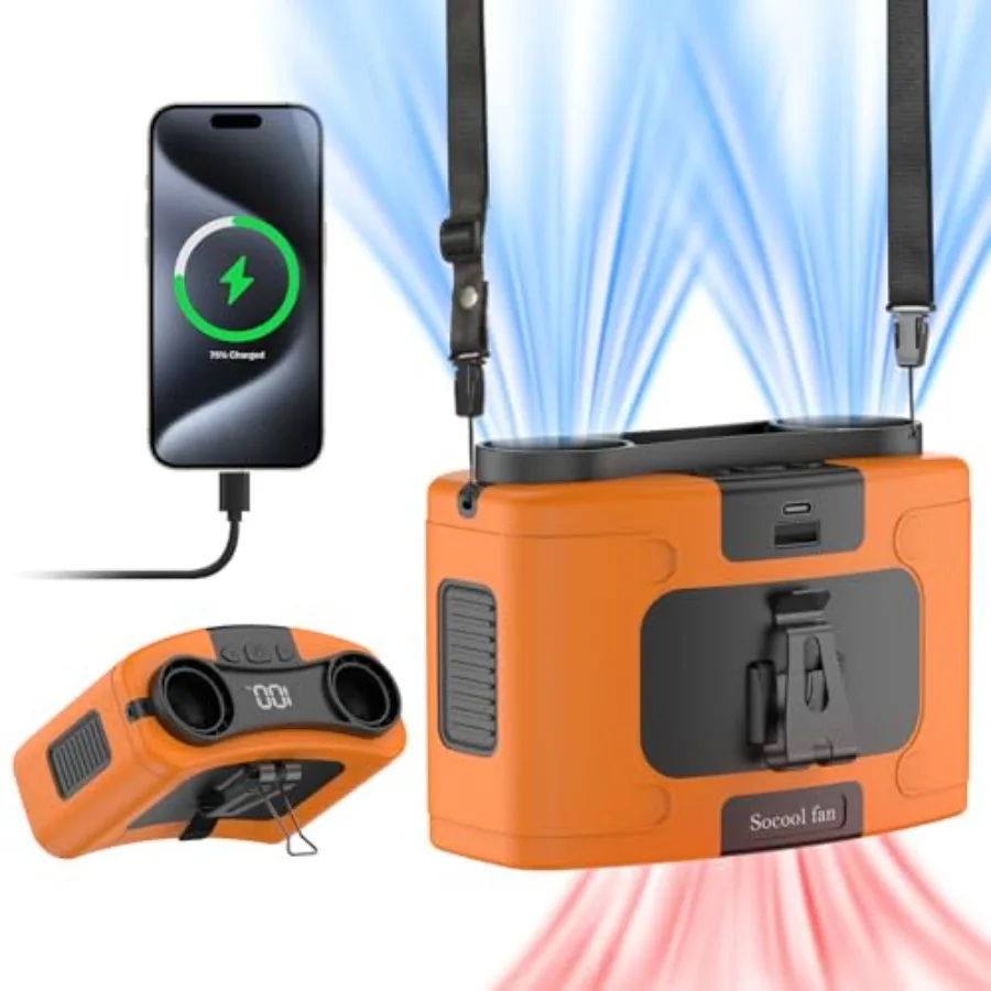 

Socool Portable Waist Fan Clip on Wearable Belt Personal Fans Rechargeable Battery Operated 40H Cooling Fan with 10 Speeds and