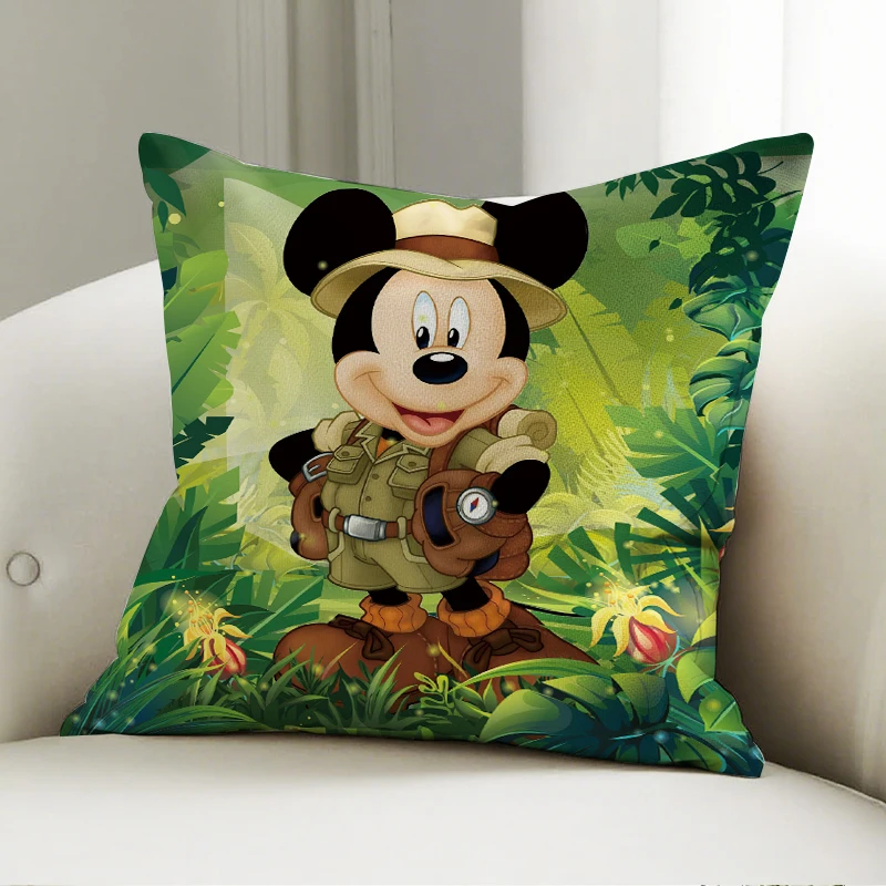 

Disney Mickey Mouse Explorer Pillow Cover Jungle Pattern Decorative Cushion Sofa Bedroom Kids Room Decor Gift