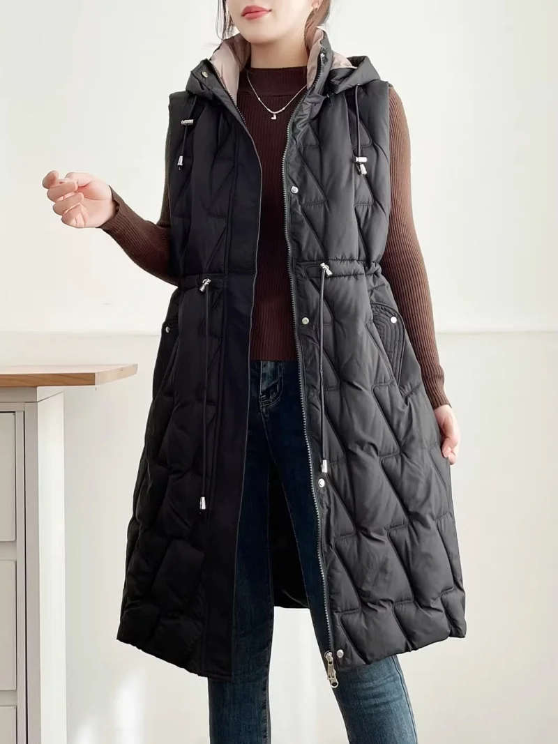 العصرية الشارع الشهير صدرية سترة سترة فضفاضة منتصف طول أسفل القطن سترة للنساء الخريف/الشتاء التخسيس ملابس خارجية غير رسمية w1196