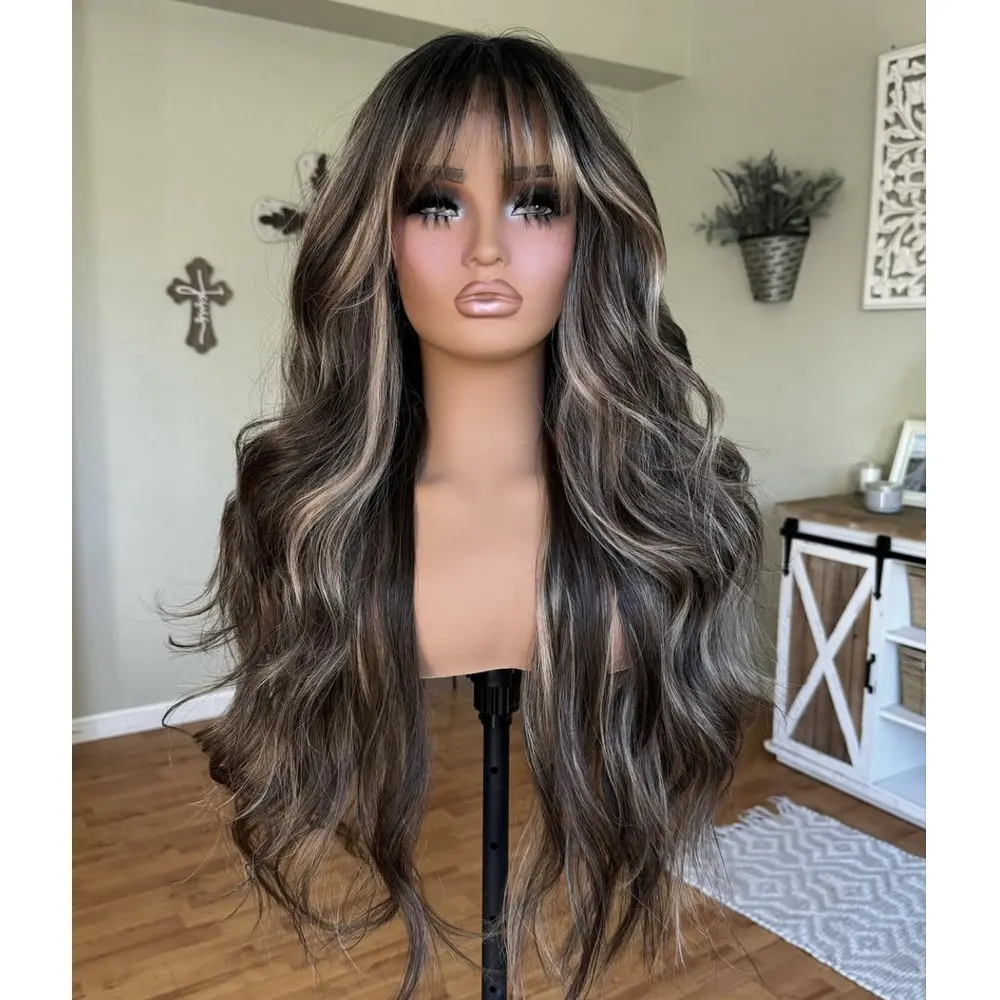 360 Lace Frontal Perücken 13x3 Lace Front Perücken für Schwarze Frauen 100% Echthaar Aschblond mit Highlights Natürlicher Haaransatz Vollspitzenperücken – Detail 3